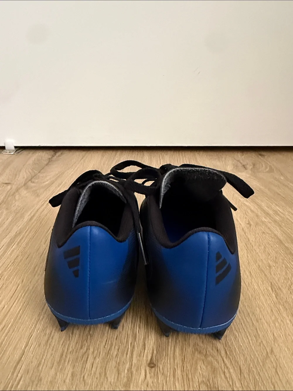adidas Kids Black and Blue Lace-Up Soccer Cleats
